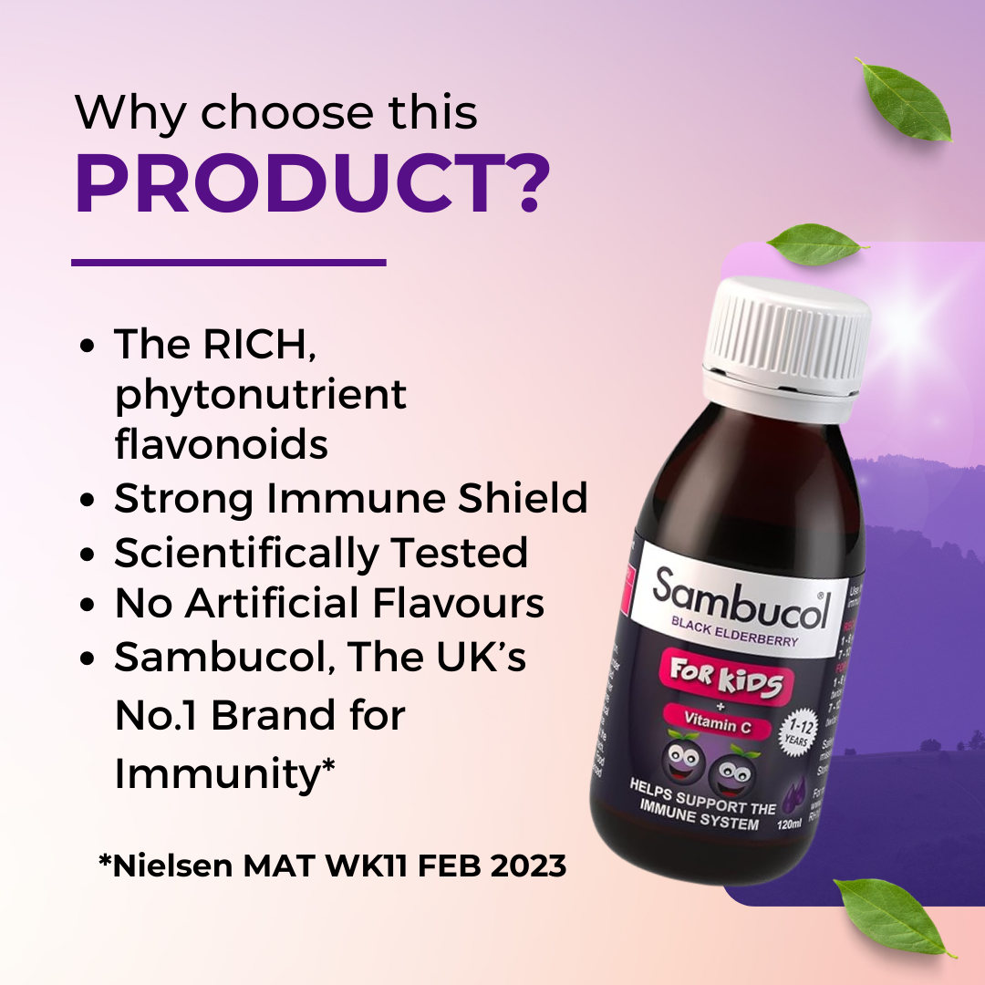 Why Choose Sambucol Kids Liquid, PLUS Vitamin C, Support Immune System, Natural Flavor, 120ml - 230ml