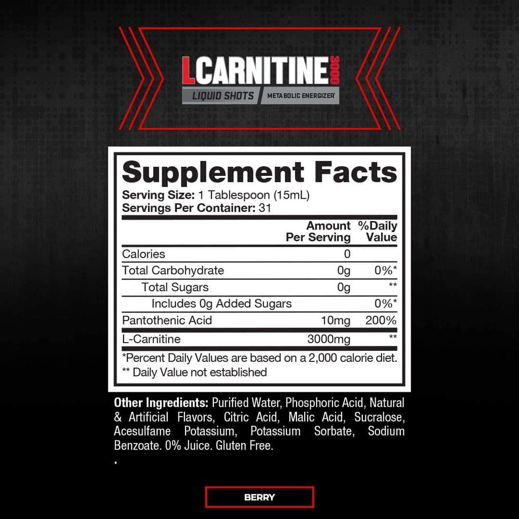ProSupps, Vanish, L Carnitine 3000 Liquid Shots - supplement facts