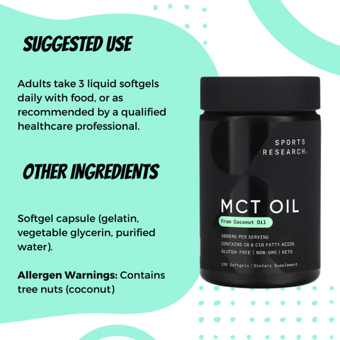 Sports Research MCT Oil Softgels For Weight Loss - suggested use