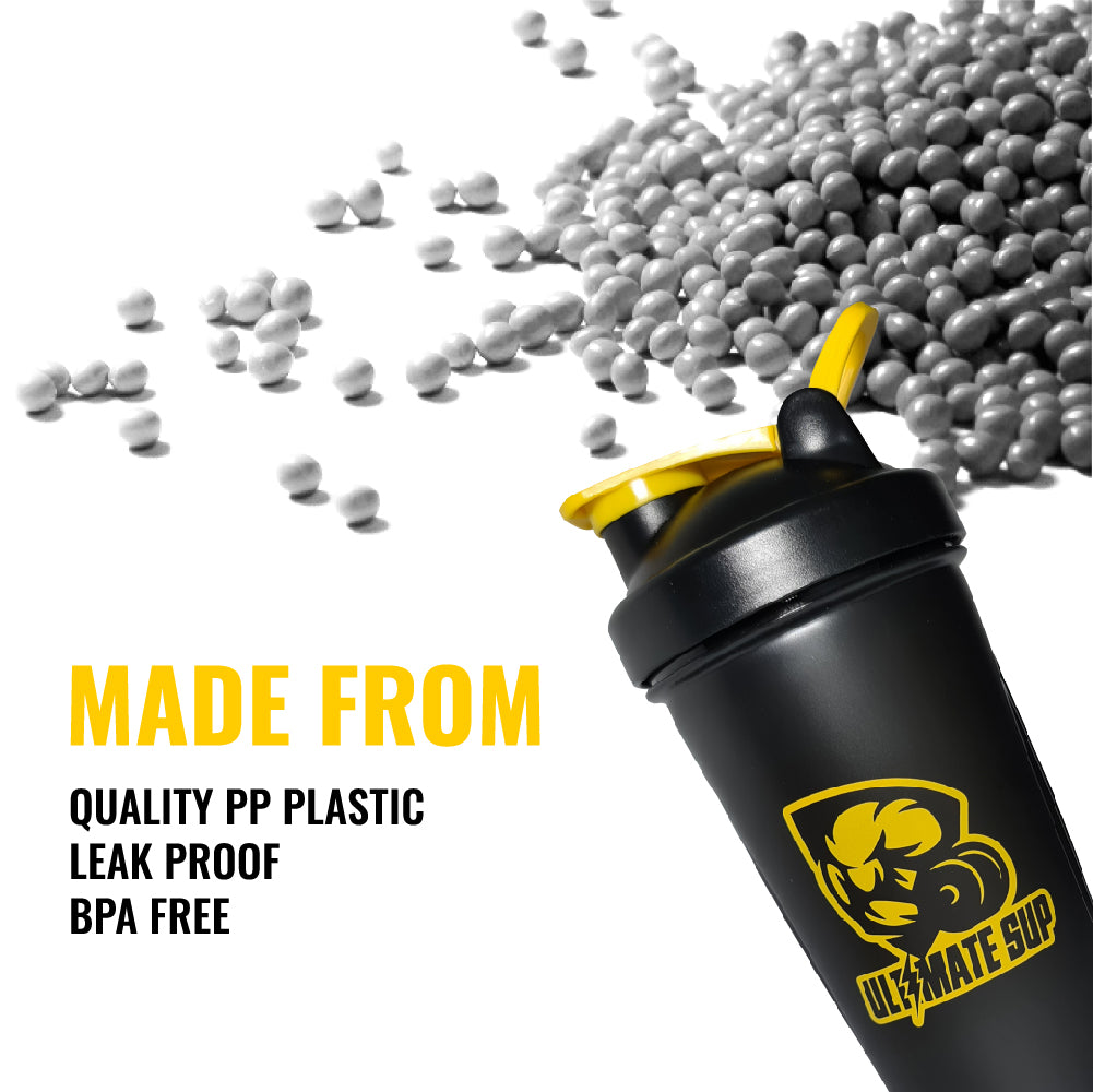 Signature Protein Shaker, Water Bottle with Blender Ball - Ultimate Sup-meterial