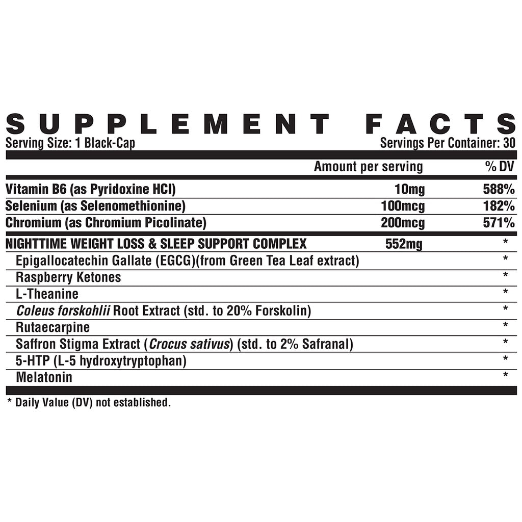 Nutrex Research LIPO-6 Black Nighttime - Supplement facts