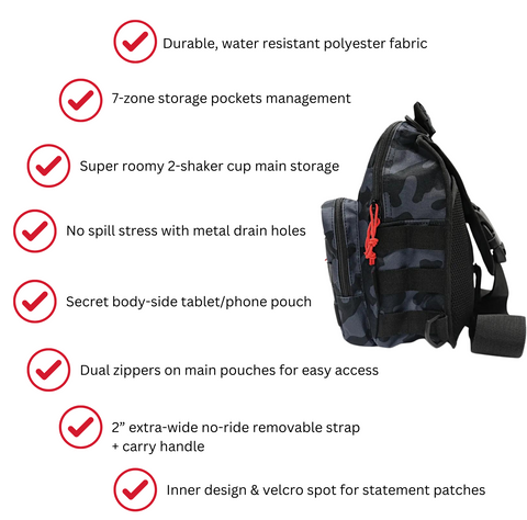 MUTANT® ALPHA Gym Cross-Body Bag, Crossbody Bag for Men, Gym Bag, Fitness Bag, 1pcs, Detail Features