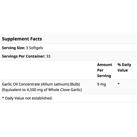 Now Foods Garlic Oil, Herbal Supplement - supplement facts