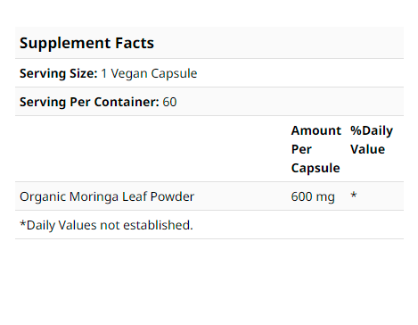 MRM Nutrition, Moringa Leaf, Health Supplement - supplement facts