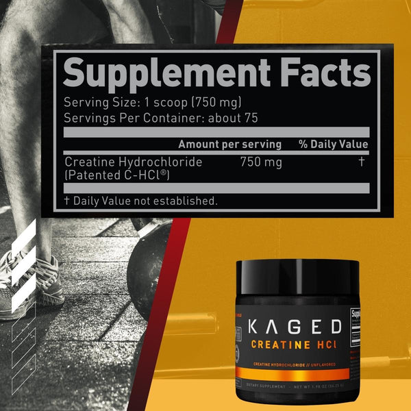Kaged, Creatine HCl, Unflavored, 1.98 oz (56.25 g) - Supplement Facts