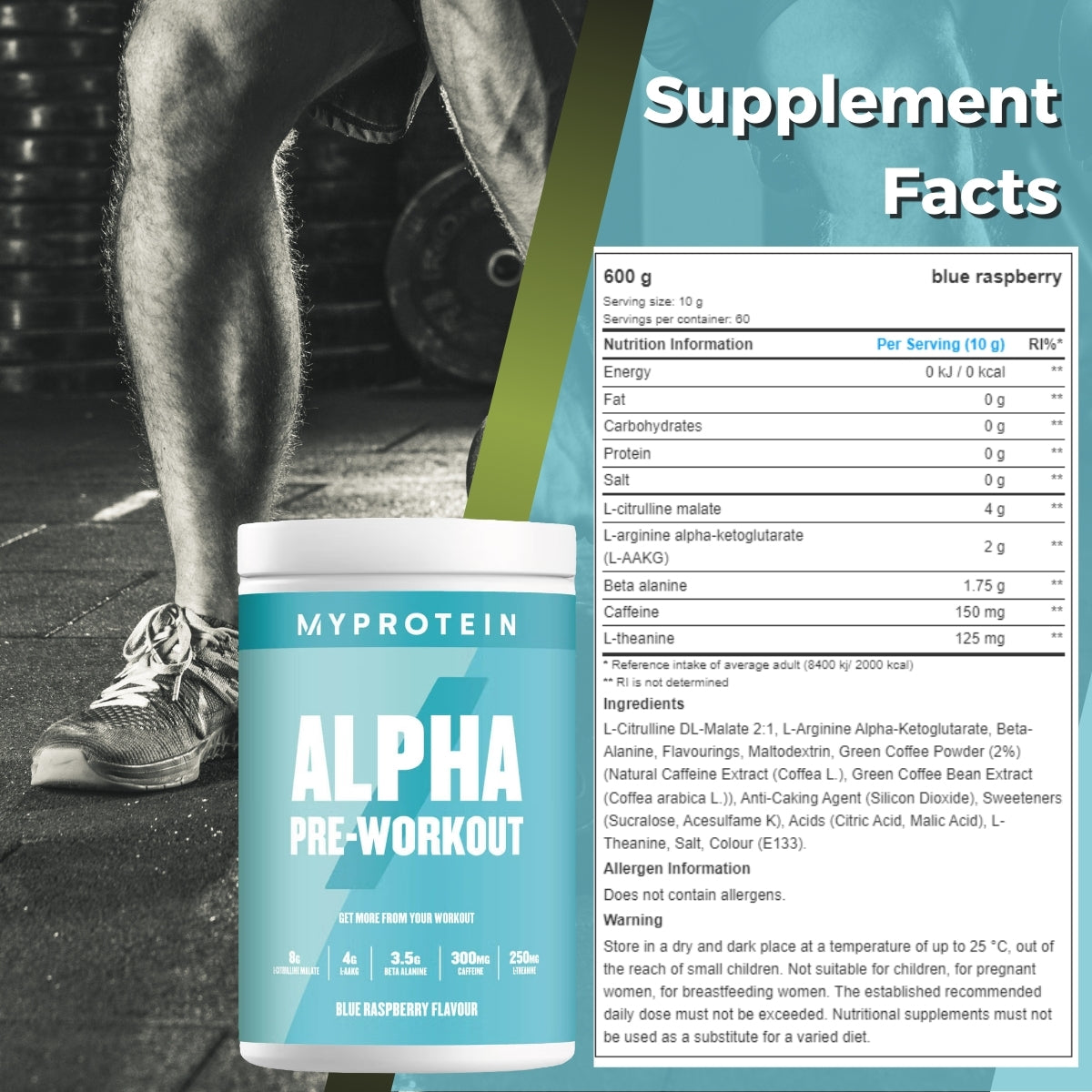 MyProtein Alpha Pre Workout - supplement fact