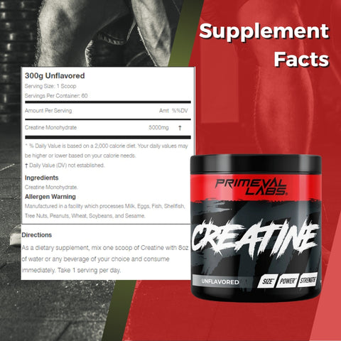 Primeval Labs, Creatine Monohydrate - Supplement Facts