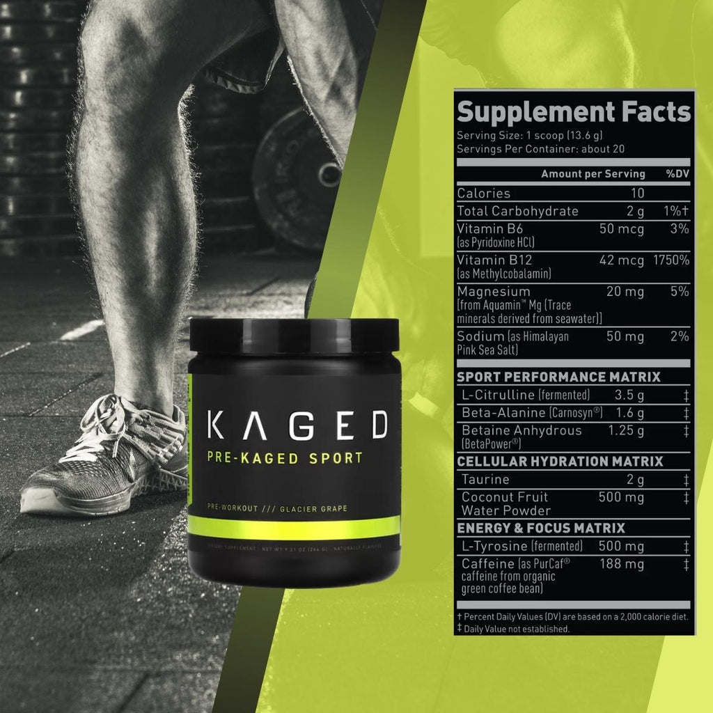 Kaged, PRE KAGED Sport, Pre Workout, 20 servings - Supplement Facts