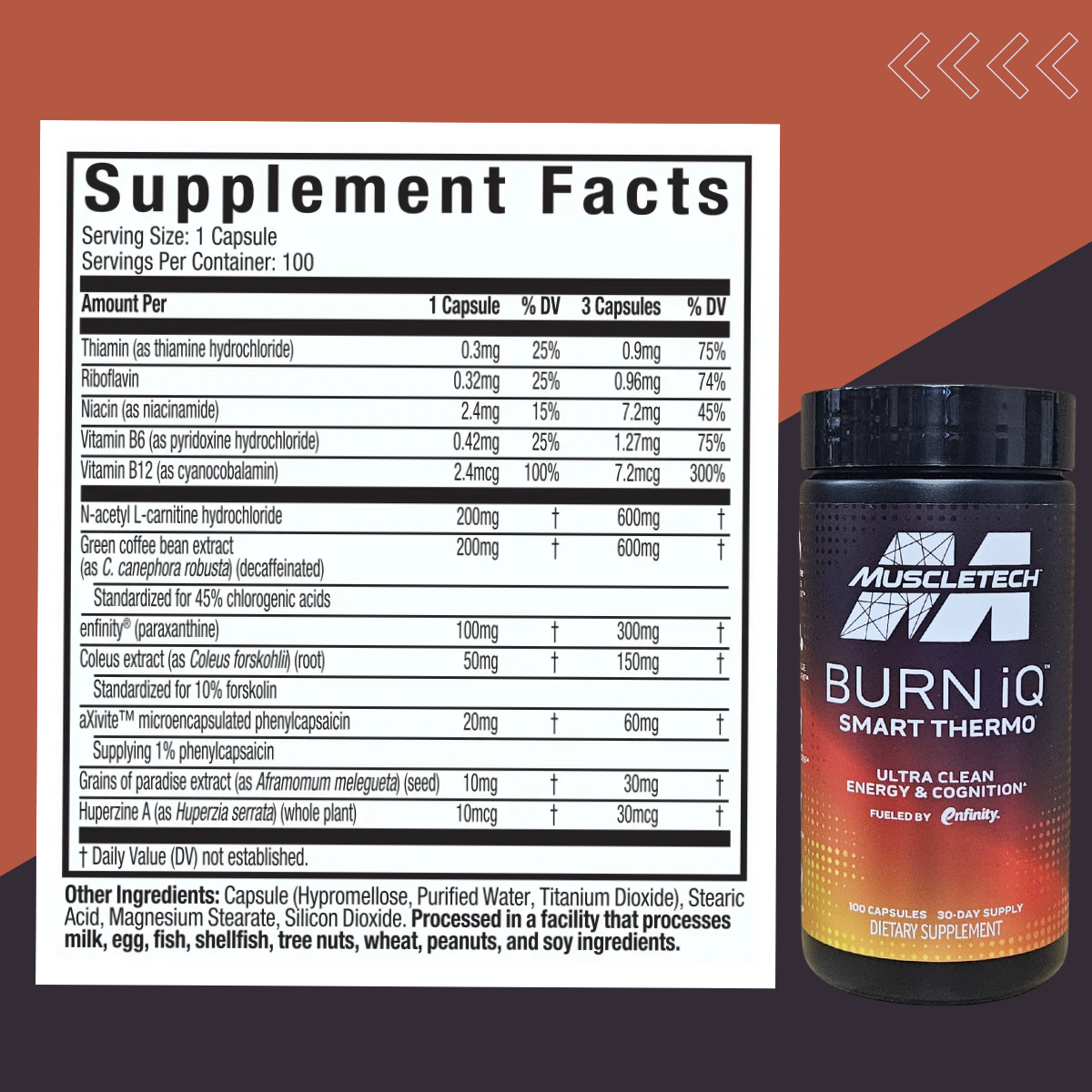 MuscleTech, Burn iQ, Smart Thermo, Weight Loss, 100 Capsules