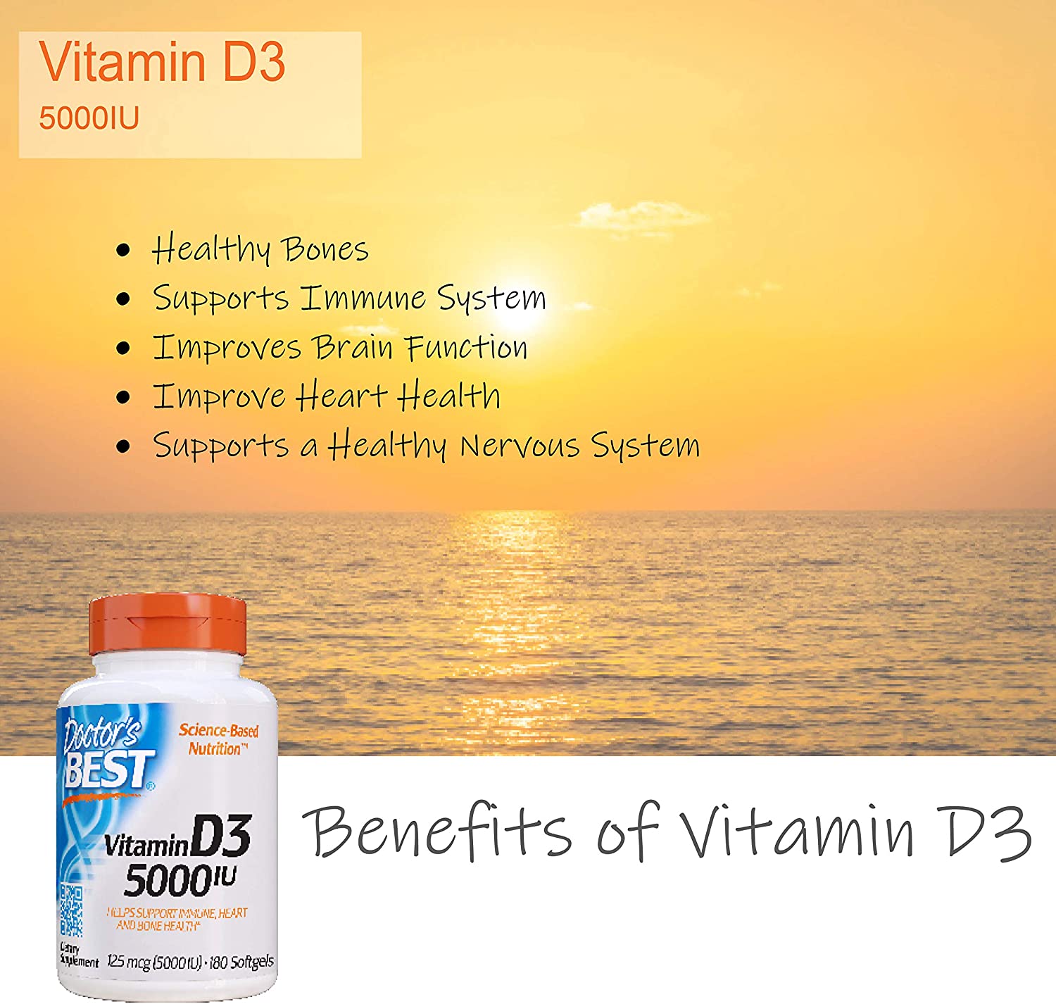 Doctor's Best, Vitamin D3, 125 mcg (5000 IU)