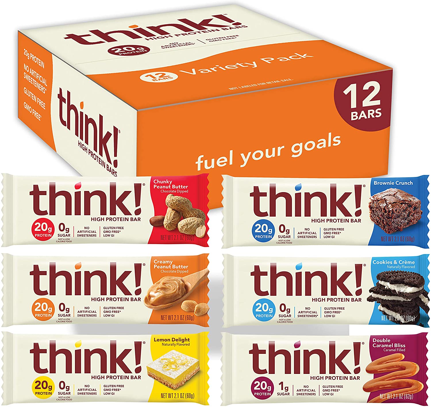 Think !, High Protein Bars, Brownie Crunch, 10 Bars, 2.1 oz (60 g) Each