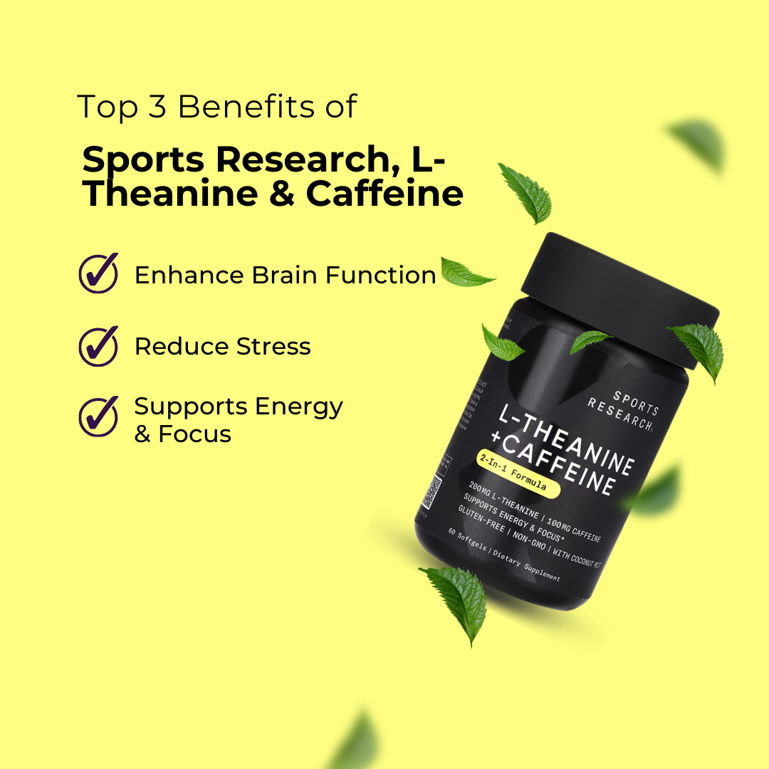 Sports Research, L-Theanine & Caffeine with MCT Oil, 60 Soft Gels, Benefits