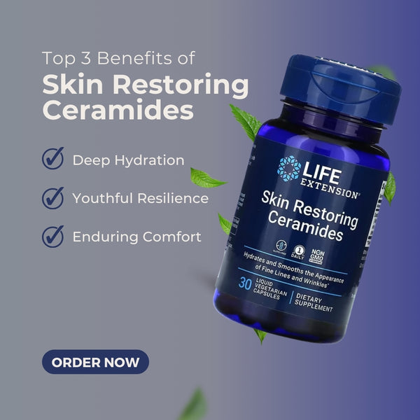 Life Extension, Skin Restoring Ceramides, 30 Liquid Vegetarian Capsules - benefits
