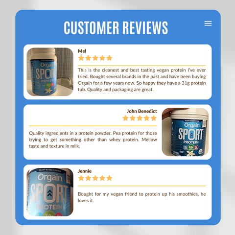 Orgain, Sport Protein Powder, Vanilla, 2.01 lb (912 g) - Customer Review