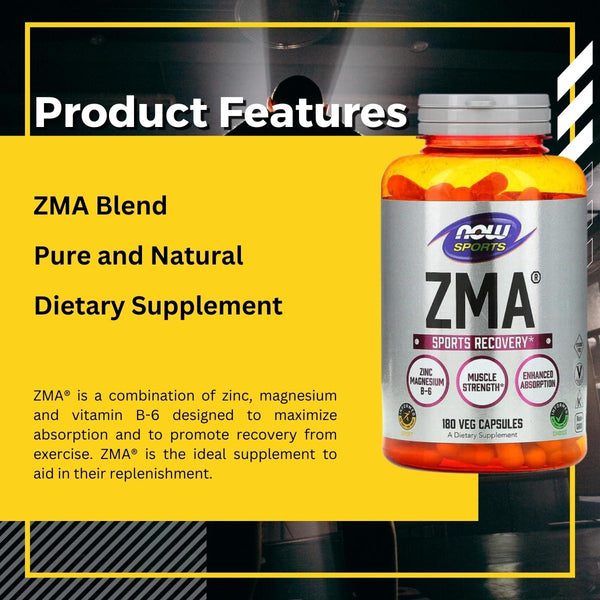 Now Sports, ZMA For Post Workout Recovery, Cellular Growth & Tissue Repair, Support Immune System, 90 -180 Veg Capsules - features