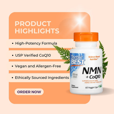 Doctor's Best, NMN 150 mg, CoQ10 50 mg - Anti Aging