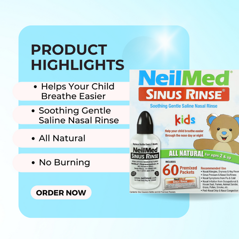 NeilMed, Kids, Sinus Rinse, Ages 2+, 60 Premixed Packets, Features