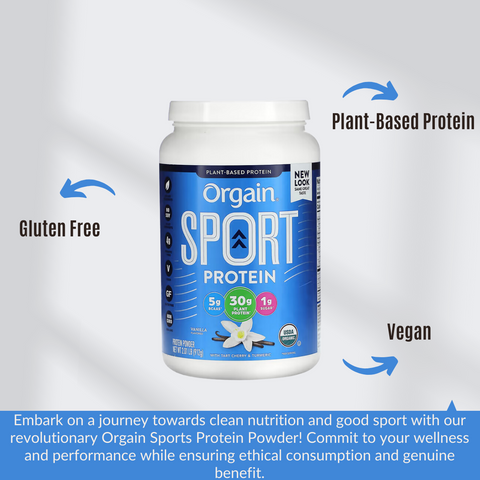 Orgain, Sport Protein Powder, Plant Protein, Vanilla - Main Front
