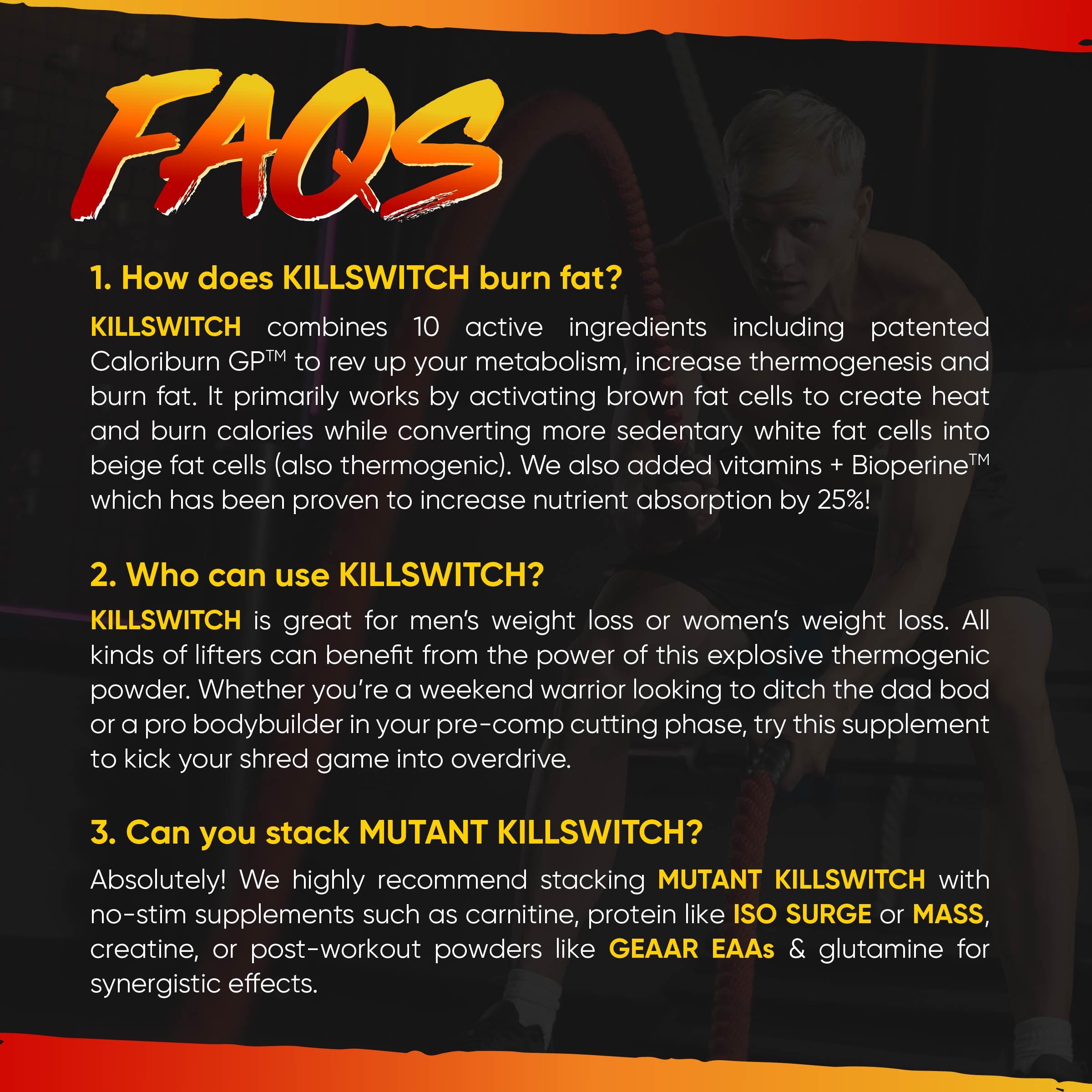 FAQs - Mutant KILL SWITCH Thermo 162g