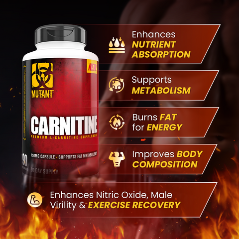 Mutant CARNITINE, Fat Burner, L- Carnitine Supplement, 90 Capsules - Benefits