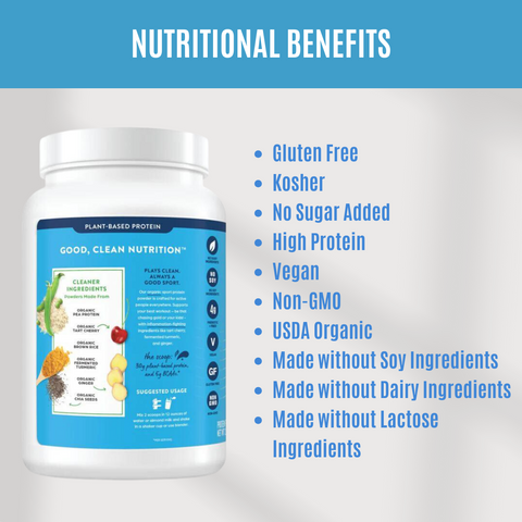 Orgain, Sport Protein Powder, Plant Protein, Gluten Free, Vegan, Soy Free, Organic, Vanilla, 2.01 lb - Nutritional Benefits