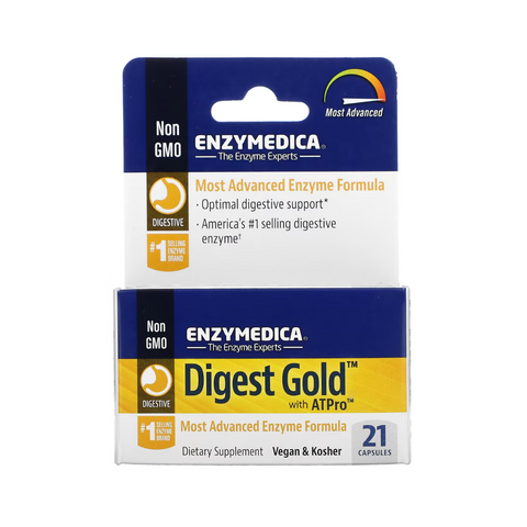 Enzymedica, Digest Gold with ATPro, Digestive Enzyme, Gluten Free, No GMO, Vegan,  21 Capsules - pack