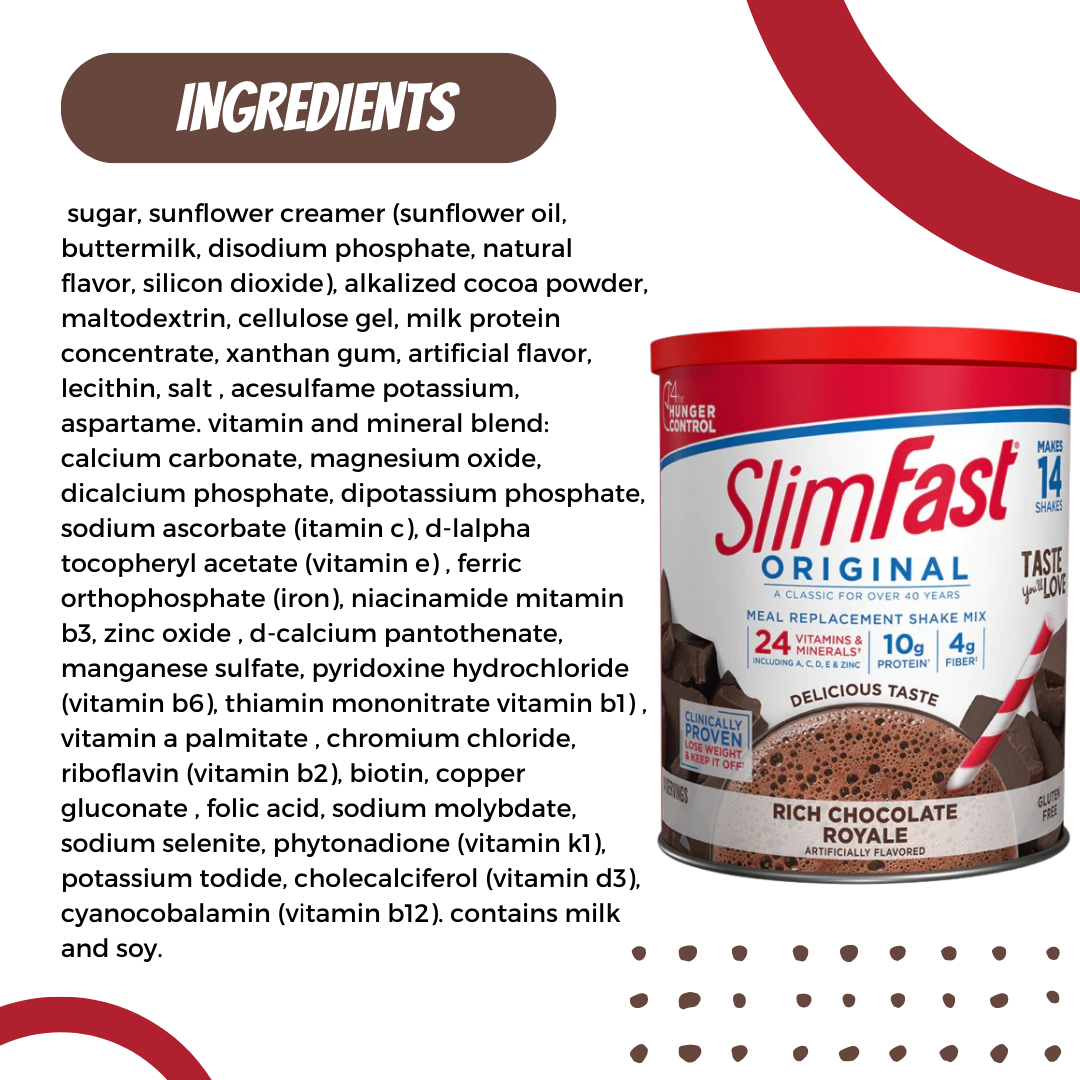 SlimFast Original & Diabetic Meal Replacement Shake - Ingredients