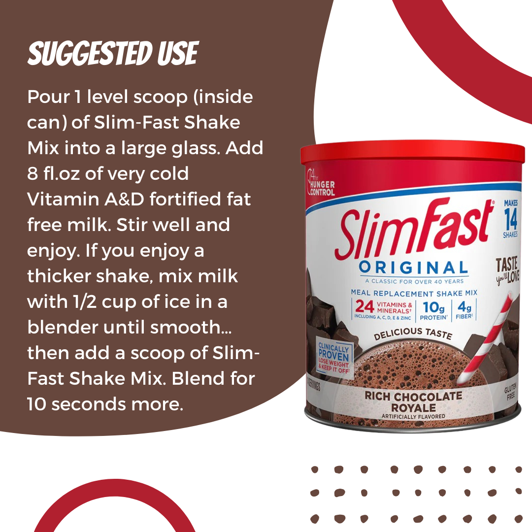 SlimFast Original & Diabetic Meal Replacement Shake - Suggested use