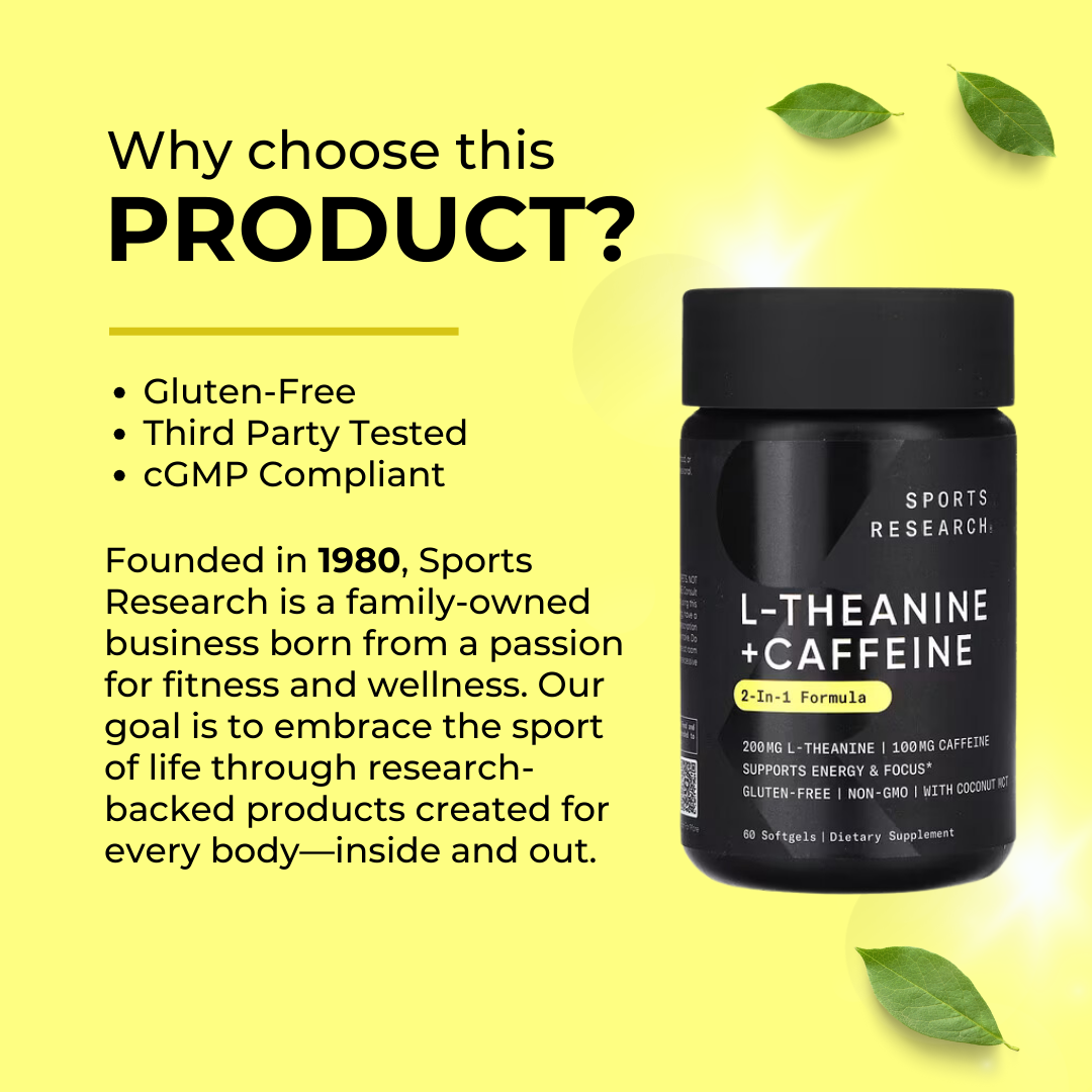 Why Choose Sports Research, L-Theanine & Caffeine with MCT Oil, 60 Soft Gels