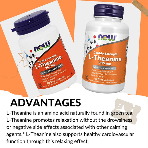 Now Foods, Double Strength, L-Theanine, Stress Management for Vegetarian/Vegan, 60-120 Capsules - advantages