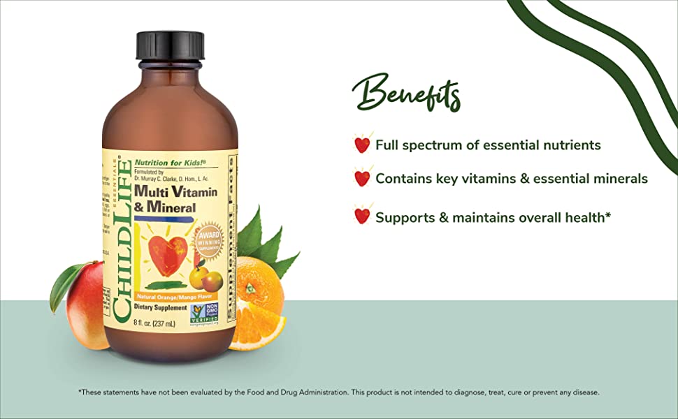 ChildLife, Essentials, Multi Vitamin & Mineral, Natural Orange/Mango Flavor, 8 fl oz (237 ml)