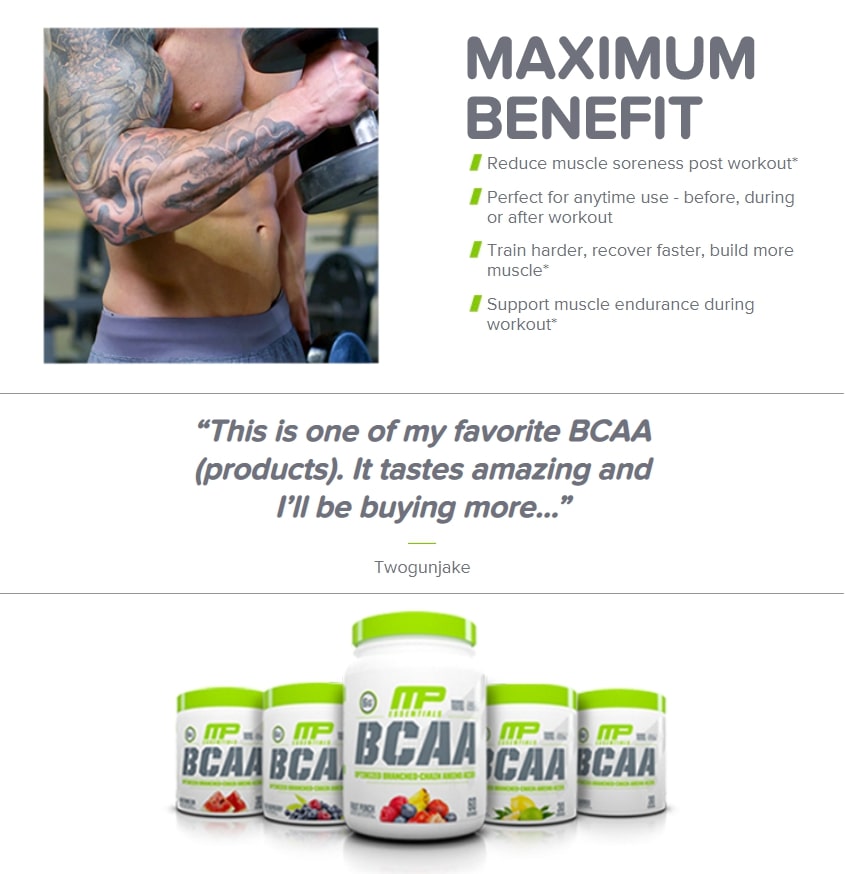 MusclePharm, BCAA Essentials, 30-60 servings, benefit