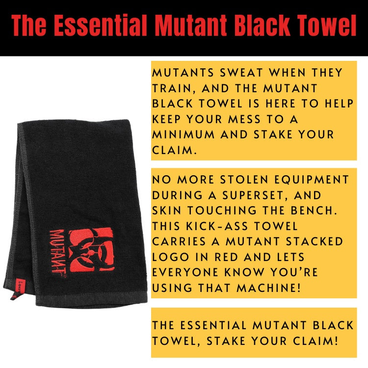 Mutant Black Towel/ Red Modified Biohazard Logo- THE ESSENTIAL MUTANT BLACK TOWEL
