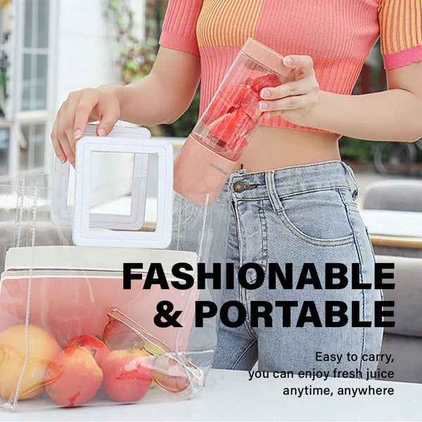 Hyundai Portable Automatic Blender Bottle  Personal Fruit Juicer  Protein Shaker 4 Blades 400ml - fashionable