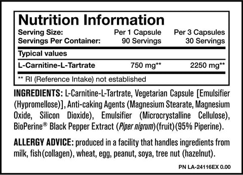 Mutant Carnitine Nutrition Info