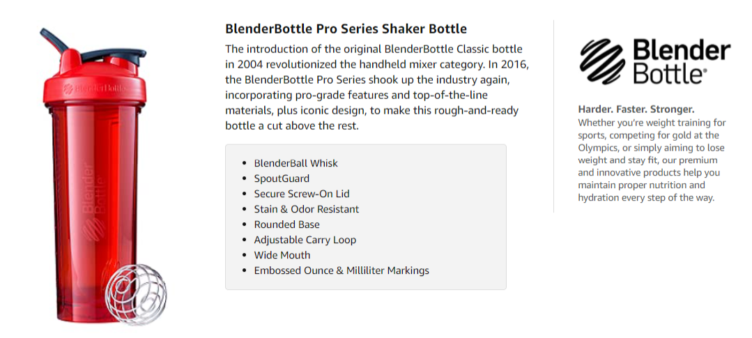 Blender Bottle Strada Twist 24 oz. Stainless Steel Shaker - Red