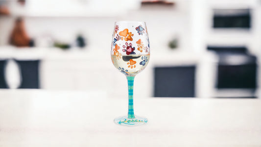 Lolita Love My Rescue Handpainted Wine Glass, 15 oz.