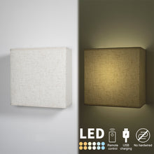 Load image into Gallery viewer, Wireless Rechargeable LED Wall Sconce USB Port Charging with Remote Square Shade