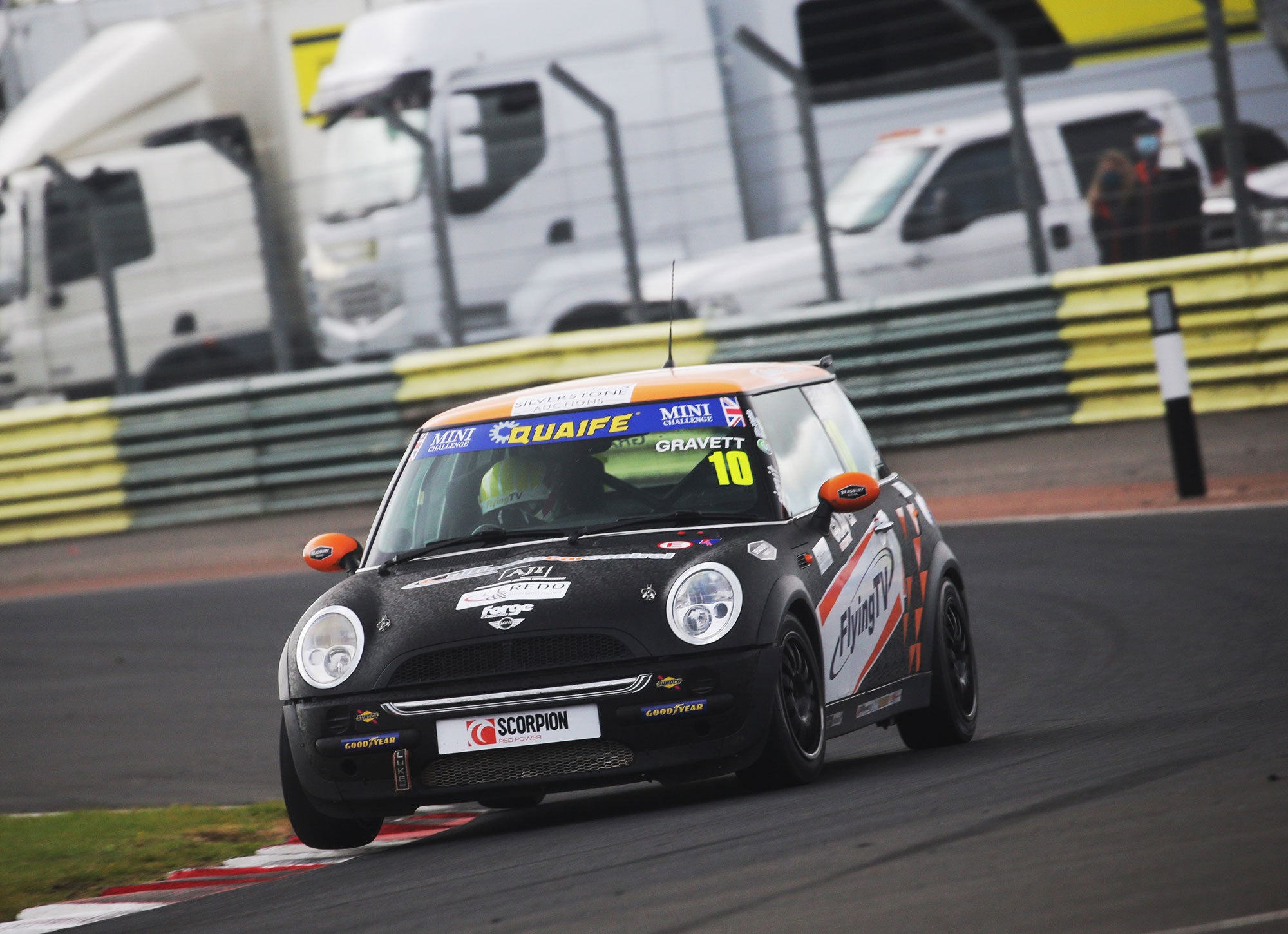 Bradley Gravett son of BTCC British Touring Car Champion Robb Gravett in the Cooper Trophy at Croft in 2020 Standing at Turn One Graves Motorsport Mini Challenge JCW Cooper Racing Driver LIQUI MOLY LM Performance Thinking it Better