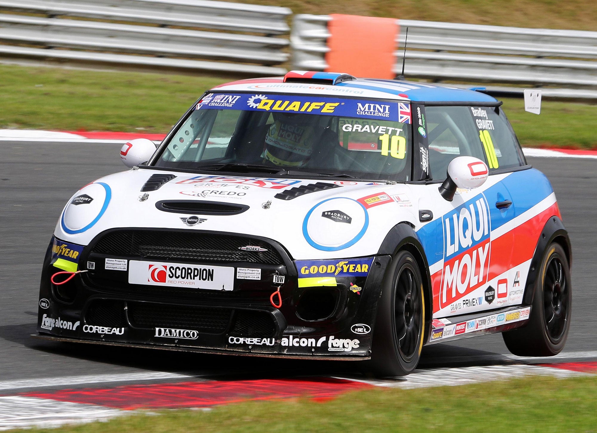 Bradley Gravett son of BTCC British Touring Car Champion Robb Gravett in the MINI Challenge JCW Series at Brands Hatch Indy in 2021 Through Surtees Corner Graves Motorsport Cooper Racing Driver LIQUI MOLY LM Performance Thinking it Better