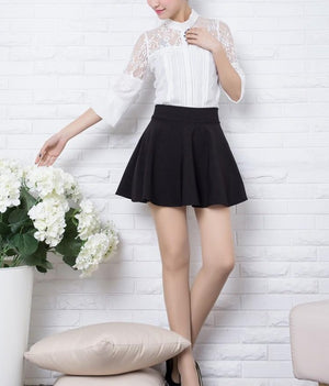 Pleated High-Waist Mini Skirt