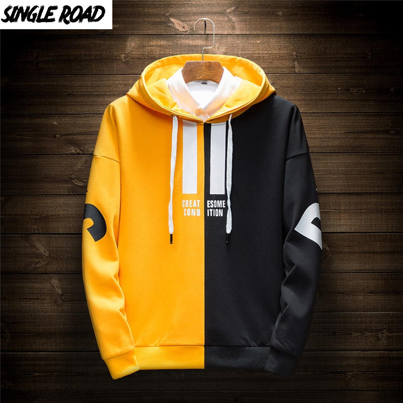 mens yellow hooded sweatshirt