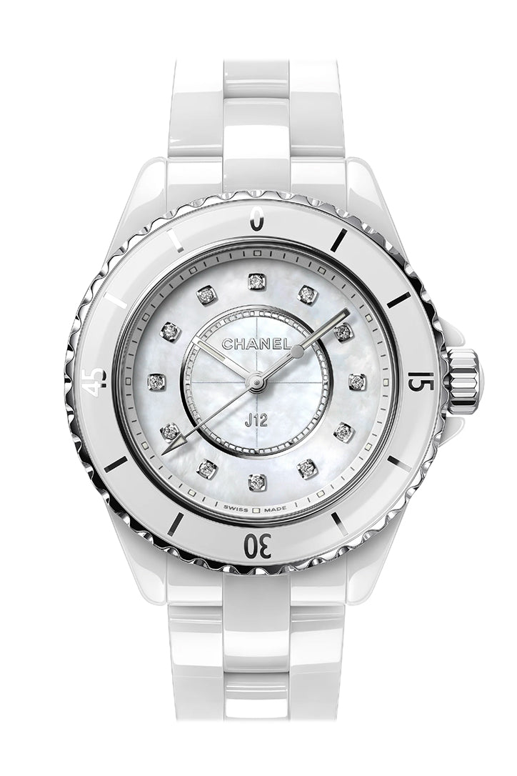 Chanel J12 White Ceramic Diamonds Quartz Ladies Watch H2422 For Sale at  1stDibs  chanel j12 white with diamonds chanel j12 white watch price  chanel lady watch