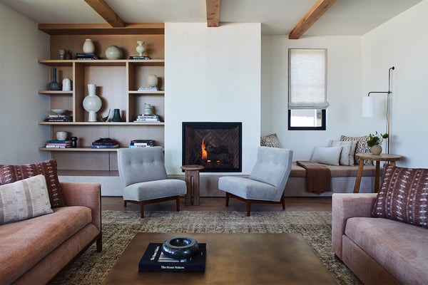 living room with vintage rug