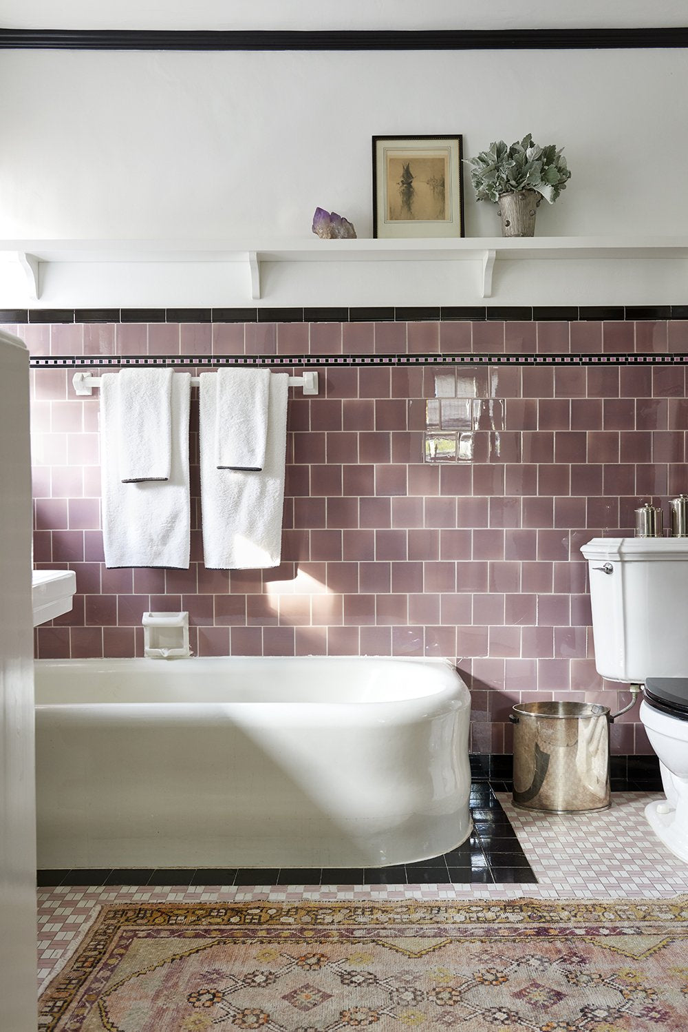 vintage-style purple bathroom