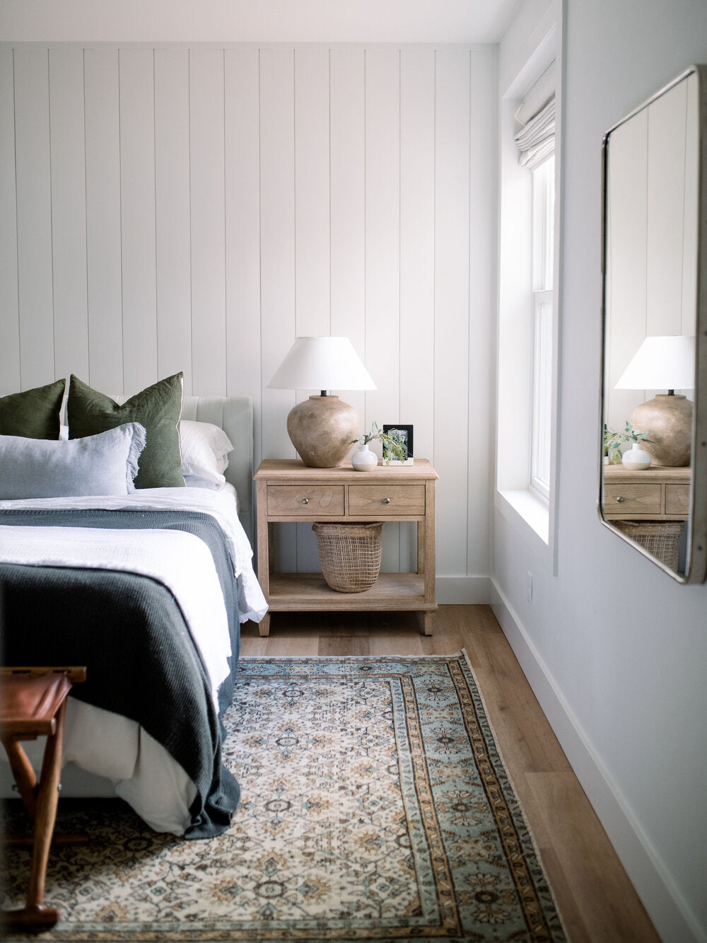 bedroom with vintage rug