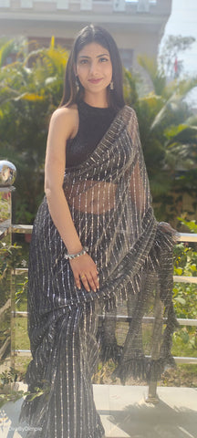 Sheer Black Sarees