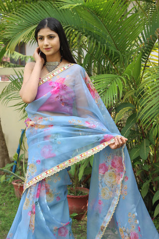 Printed Organza Saree