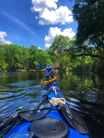 Kayakers paddling on the Suwanee River