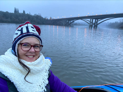 Eddyline paddler on a cold day